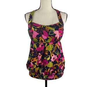 LANDS' END DEEP SEA JUNGLE BLOUSON TANKINI TOP SIZE 12